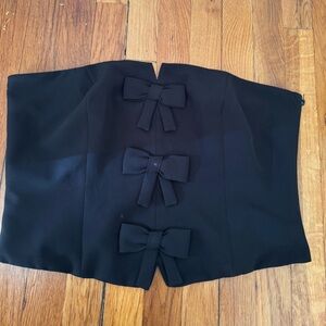 ASTR Black Strapless Top w/ Bow Details